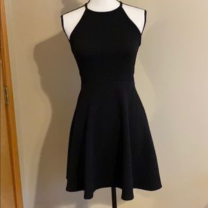 Black Textured Skater Dress